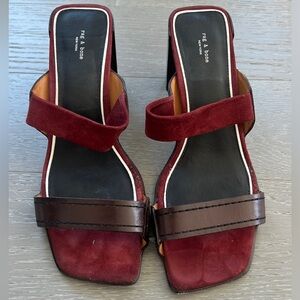 Rag & Bone Burgundy and Brown Heeled Sandals